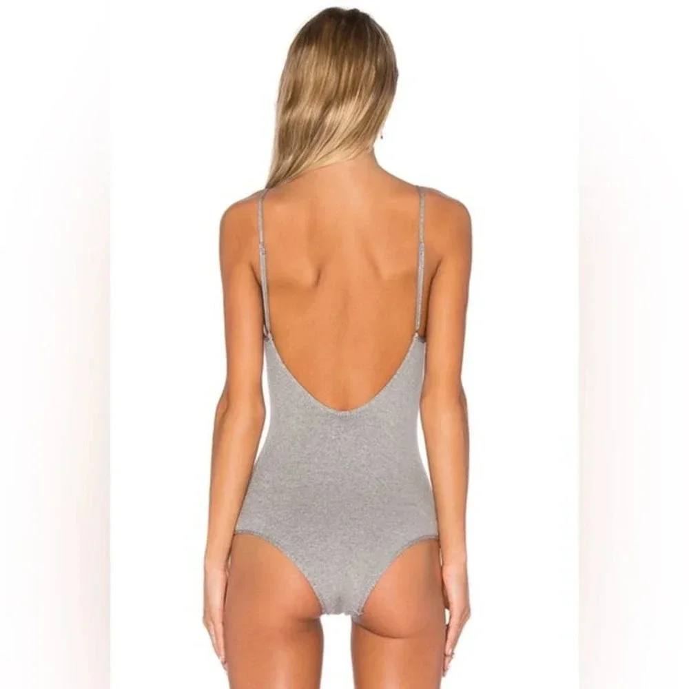 Free People Intimately Bodysuit Scoop Back Sleeveless Grey Size Medium/Large NEW